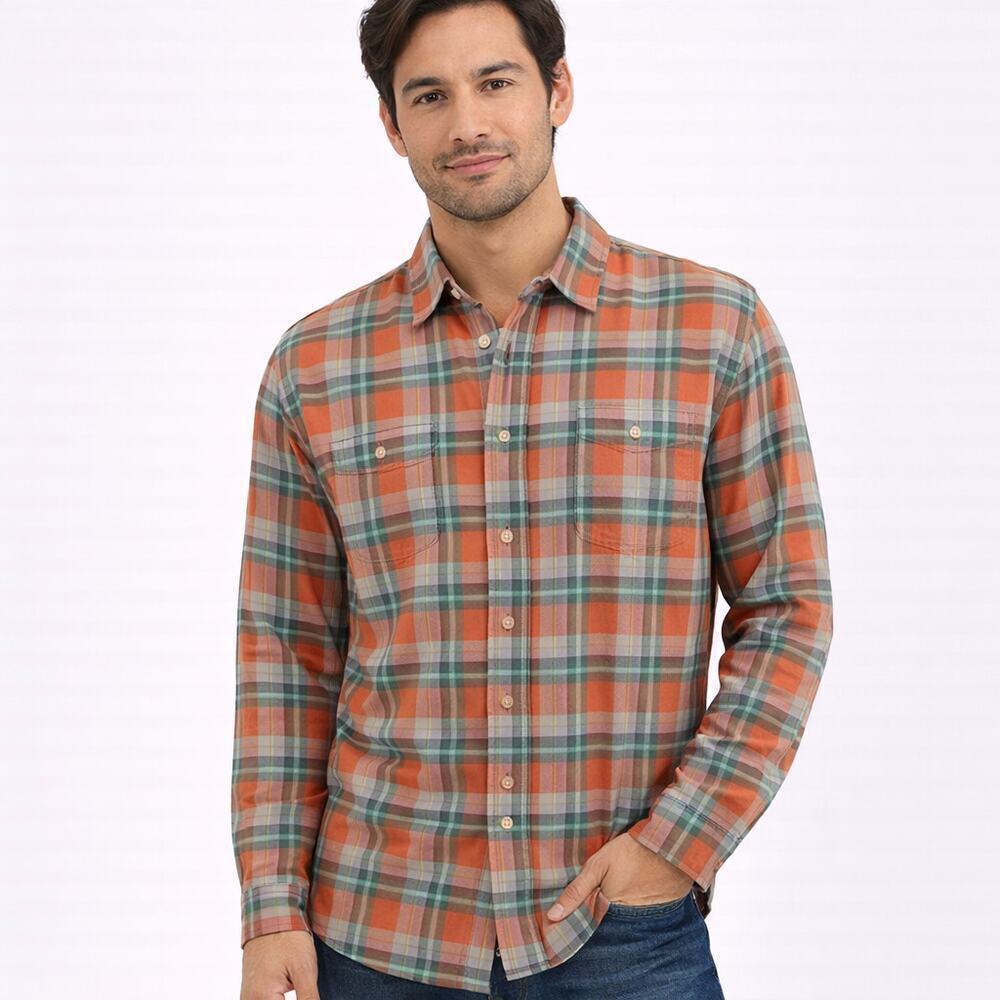 Patagonia Pima Cotton Plaid Shirt L Mens Long Sleeve Button Down Casual